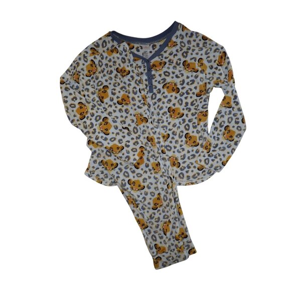 Disney Simba Lion King Velour‎ Pajama Set XL 16-18 Henley Shirt Pants Cozy Soft - Picture 1 of 8